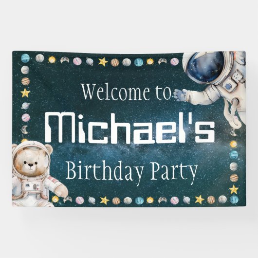 お子様の名前へようこそ誕生日パーティーの署名バナー 横断幕 (横)
