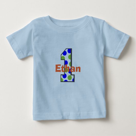 お子様の名前を付ける最初の誕生日のBoy Shirt ベビーTシャツ (正面)