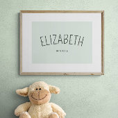 お子様の名前を入れたプレイ部屋の装飾 ソフトグリーン ポスター