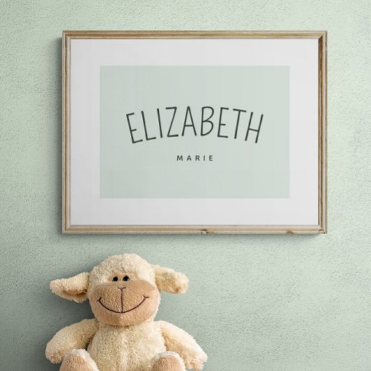お子様の名前を入れたプレイ部屋の装飾 ソフトグリーン ポスター