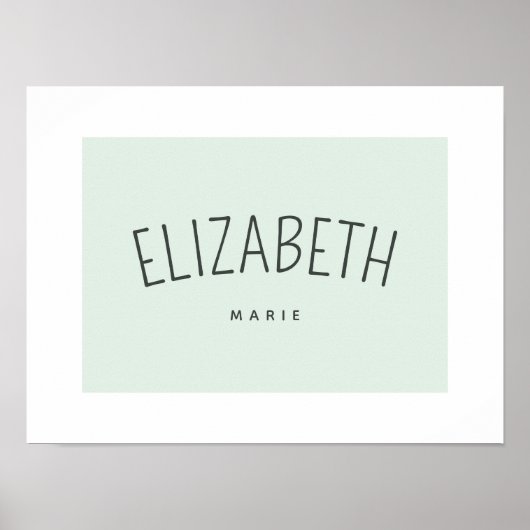 お子様の名前を入れた遊び部屋のインテリア　ソフトグリーン ポスター (正面)