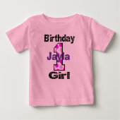 お子様の名前を追加する最初の誕生日ガールシャツ ベビーTシャツ (正面)