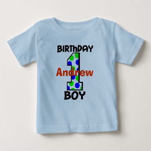お子様の名前を追加する誕生日Boy Shirt ベビーTシャツ (正面)