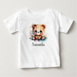 お子様の名前入りのくまの子水彩 Nursery ベビーTシャツ
