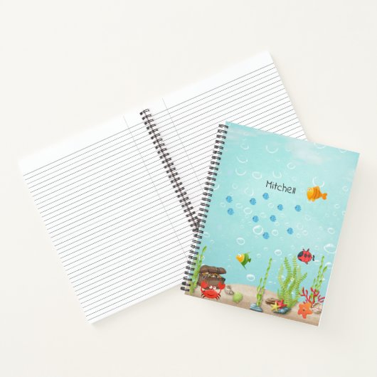お子様の名前入りのカラフルな海のノート ノートブック (内部)