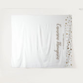 お子様の名前入りゴールドコンフェッティ洗礼用背景 タペストリー (正面(横))