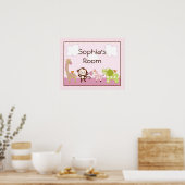 お子様の名前入りジャングルジル/ガールアニマルポスター/プリント ポスター (キッチン)