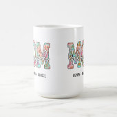 お子様の名前入りフラワーモチーフのママへのギフト コーヒーマグカップ (中央)