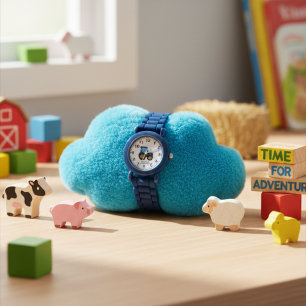 お子様の名前入り かわいい農場のトラクター キッズ  腕時計