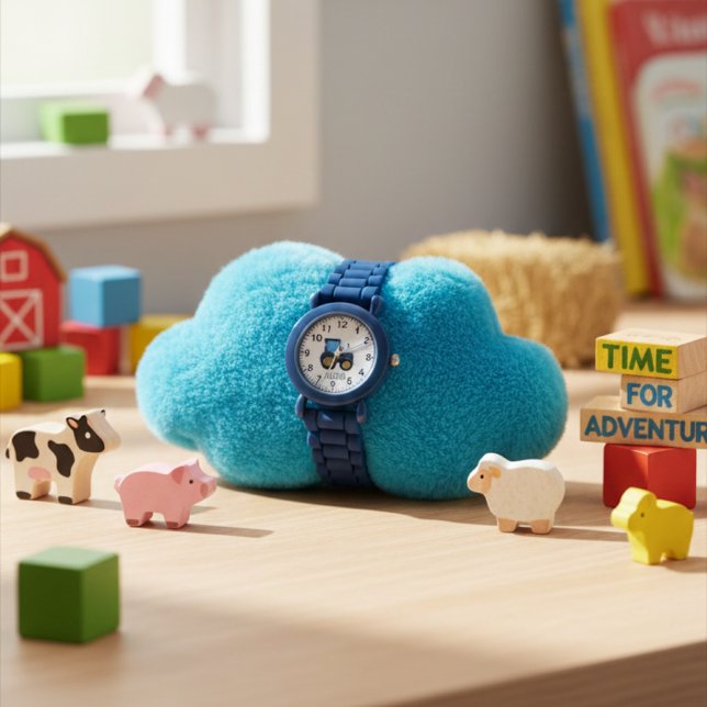 お子様の名前入り かわいい農場のトラクター キッズ  腕時計 (クリエイターアップロード済み)