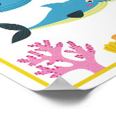 お子様の名前入り 海の生き物 子供用アートプリントセット ポスター (角)