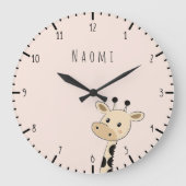 お子様の名前 キリン 幼児 ラージ壁時計 (正面)