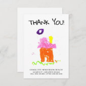 お子様の家の絵を描いた不動産クライアントへの感謝カード サンキューカード (正面/裏面)