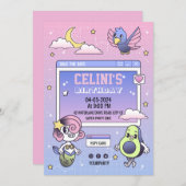 お子様の手描き漫画の招待状 招待状 (正面/裏面)