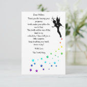 お子様の歯の記念に カラフルな星の歯の妖精 感謝カード (スタンド正面)