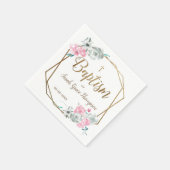 お子様の洗礼にぴったりな花の赤ちゃん女の子の金の十字架の食事ナプキン スタンダードカクテルナプキン (角)