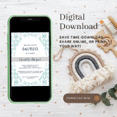 お子様の洗礼式 おしゃれなトイレ・ド・ジュイ柄 ニーナ・ニノ 洗礼式の招待状（スペイン語） 招待状