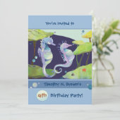 お子様の海の馬のテーマの誕生日プールパーティー 招待状 (スタンド正面)