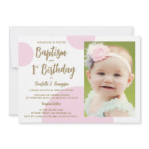 お子様の特別な記念日を祝う1歳の洗礼写真ピンクゴールドカスタム