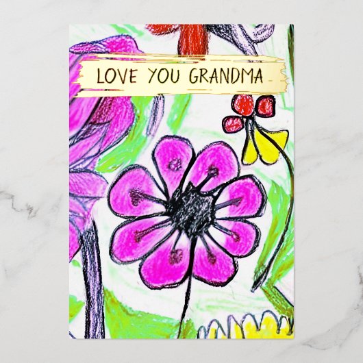 お子様の絵と写真でカスタム グランマカードを追加 箔シーズンカード (正面)