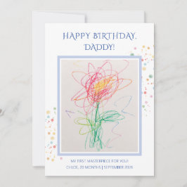 お子様の絵の写真入り お父さんお誕生日おめでとう記念ギフト 招待状