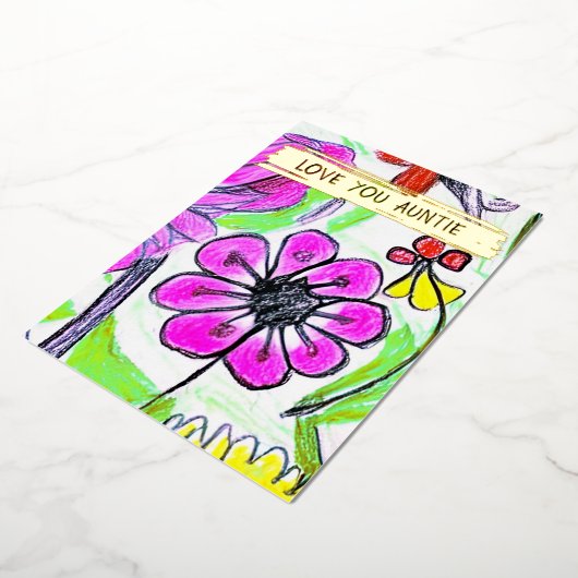 お子様の絵＆写真を追加 あなただけの特別なアント 箔シーズンカード (回転した状態)