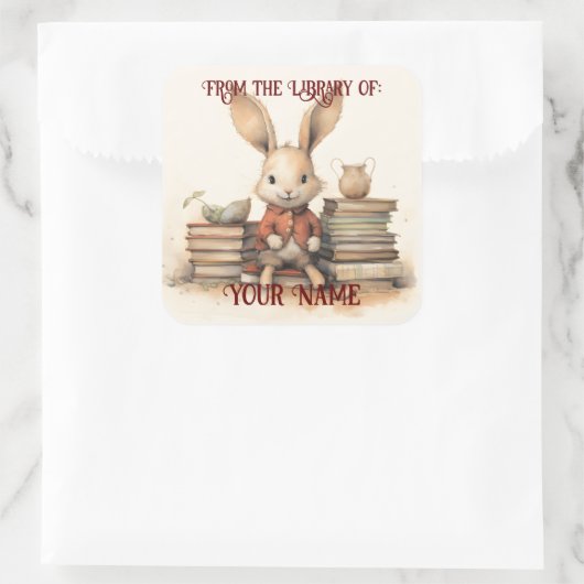 お子様の蔵書票 スクエアシール (バッグ)