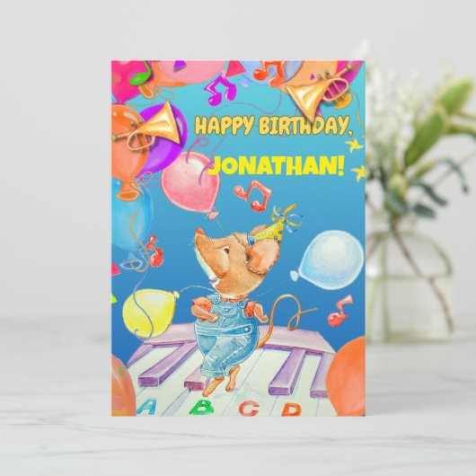 お子様の誕生日おめでとうカード サンキューカード (スタンド正面)