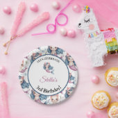 お子様の誕生日におすすめのマーメイドねこパーソナライズネーム＆年齢プレート ペーパープレート (パーティー)