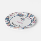 お子様の誕生日におすすめのマーメイドねこパーソナライズネーム＆年齢プレート ペーパープレート (アングル)