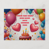 お子様の誕生日を祝うオリジナル招待状 誕生日ポストカード招待 ポストカード (正面)