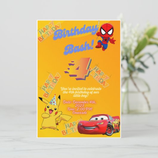 お子様の誕生日カードをカスタマイズする 招待状 (スタンド正面)