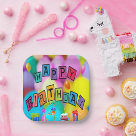 お子様の誕生日パーティーにぴったりな明るいパーティープレート ペーパープレート
