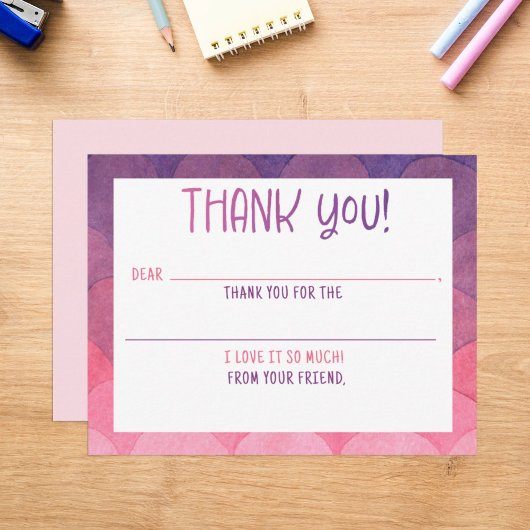 お子様の誕生日パーティーに来てくれたゲストへの感謝を伝える、かわいいイルカの水彩絵葉書セット - お サンキューカード