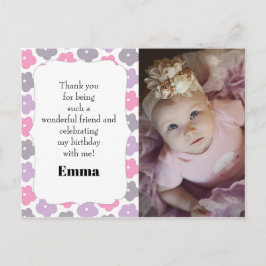 お子様の誕生日パーティー写真ありがとうピンク紫 ポストカード