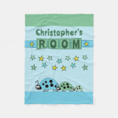 お子様の部屋名はラディバグズグリーンブルー フリースブランケット (正面)