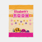 お子様の部屋名はラディバグズピンクオレンジ フリースブランケット (正面)