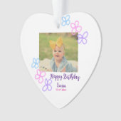 お子様の1歳の誕生日 名前と日付と写真を追加 オーナメント (正面)