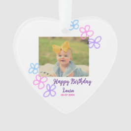 お子様の1歳の誕生日 名前と日付と写真を追加 オーナメント