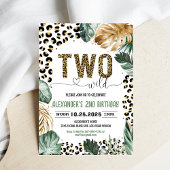 お子様の2歳の誕生日にぴったりなワイルドなレオパード柄の招待状 招待状