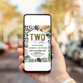 お子様の2歳の誕生日にぴったりなワイルドなレオパード柄の招待状 招待状