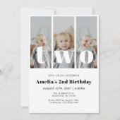 お子様の2歳の誕生日記念写真招待状 招待状 (正面)