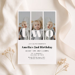 お子様の2歳の誕生日記念写真招待状 招待状