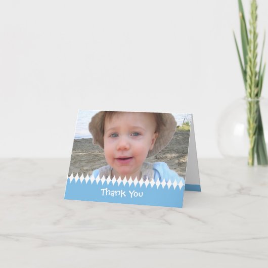 お子様またはベビーのお礼のフォトカード サンキューカード (正面)