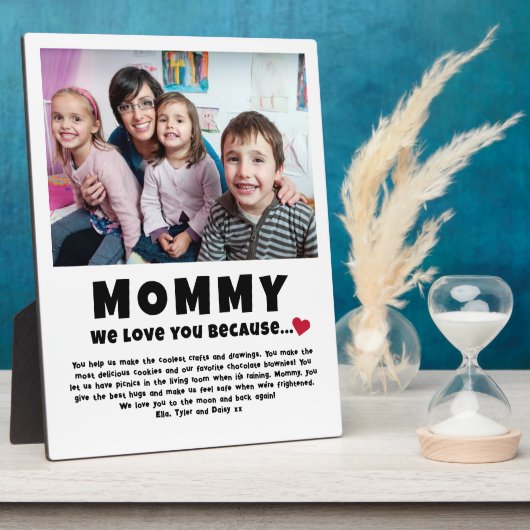 お子様パーソナライズされたによるママの写真プレゼント フォトプラーク (側面)