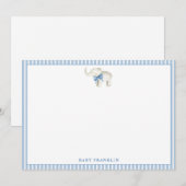 お子様向けのカスタマイズボーイステーショナリー 象の赤ちゃんシャワー サンキューカード (正面/裏面)