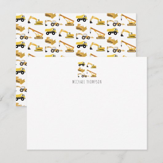 お子様向けの建設トラック ノートカード (正面/裏面)