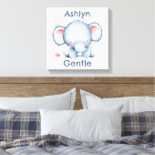 お子様向けカスタマイズアファメーション デコ | 青い象 キャンバスプリント (インサイチュ (寝室))