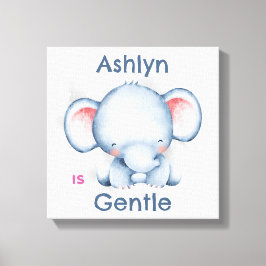 お子様向けカスタマイズアファメーション デコ | 青い象 キャンバスプリント