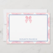 お子様向けクラシックピンクギンガムギフト ノートカード (正面)